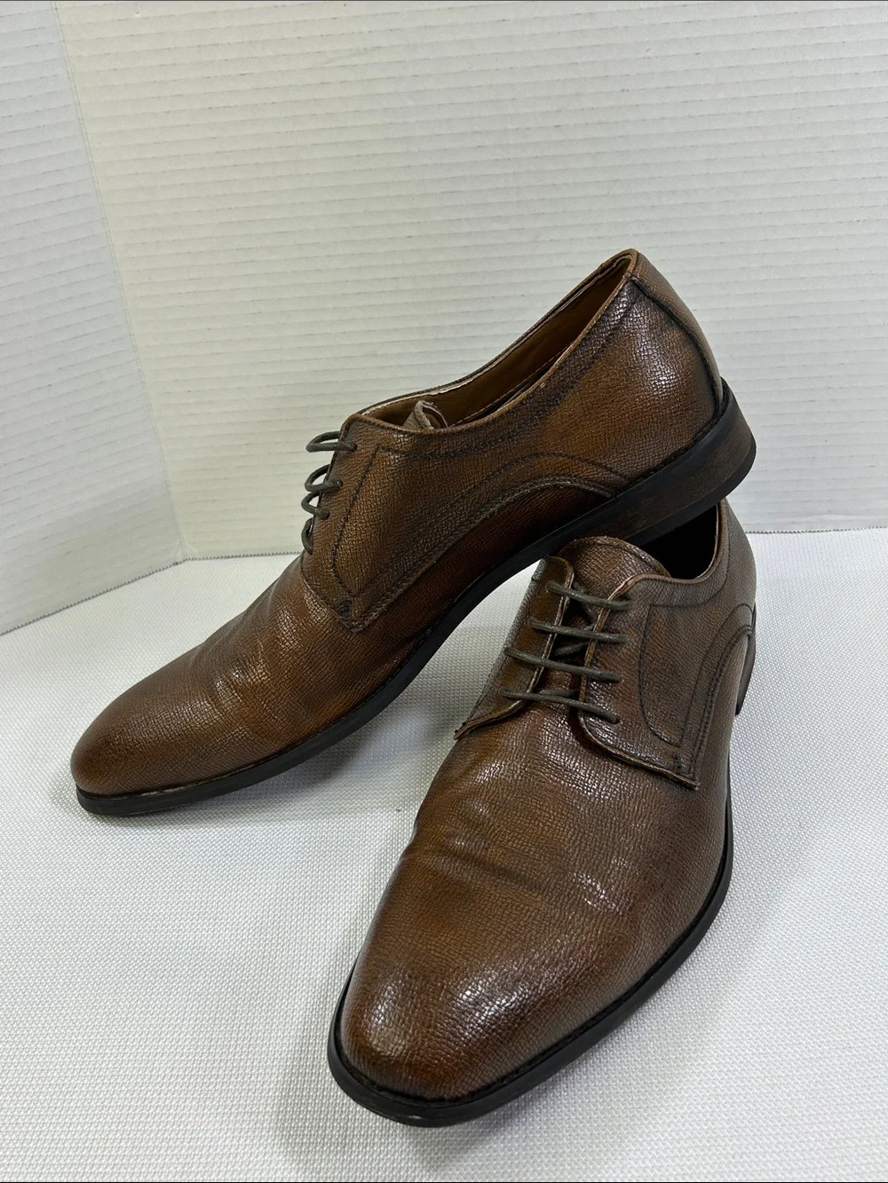 Robert Wayne Brown Textured Leather Derby Dress Shoes Men’s 13D
